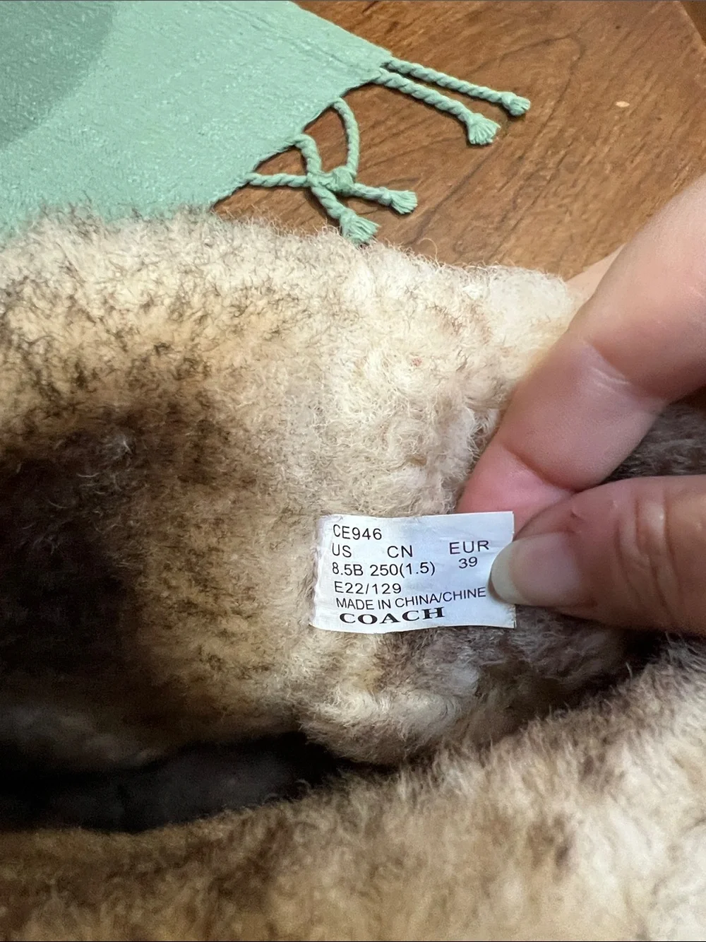 Coach Folded Stone Shearling Lined Boots